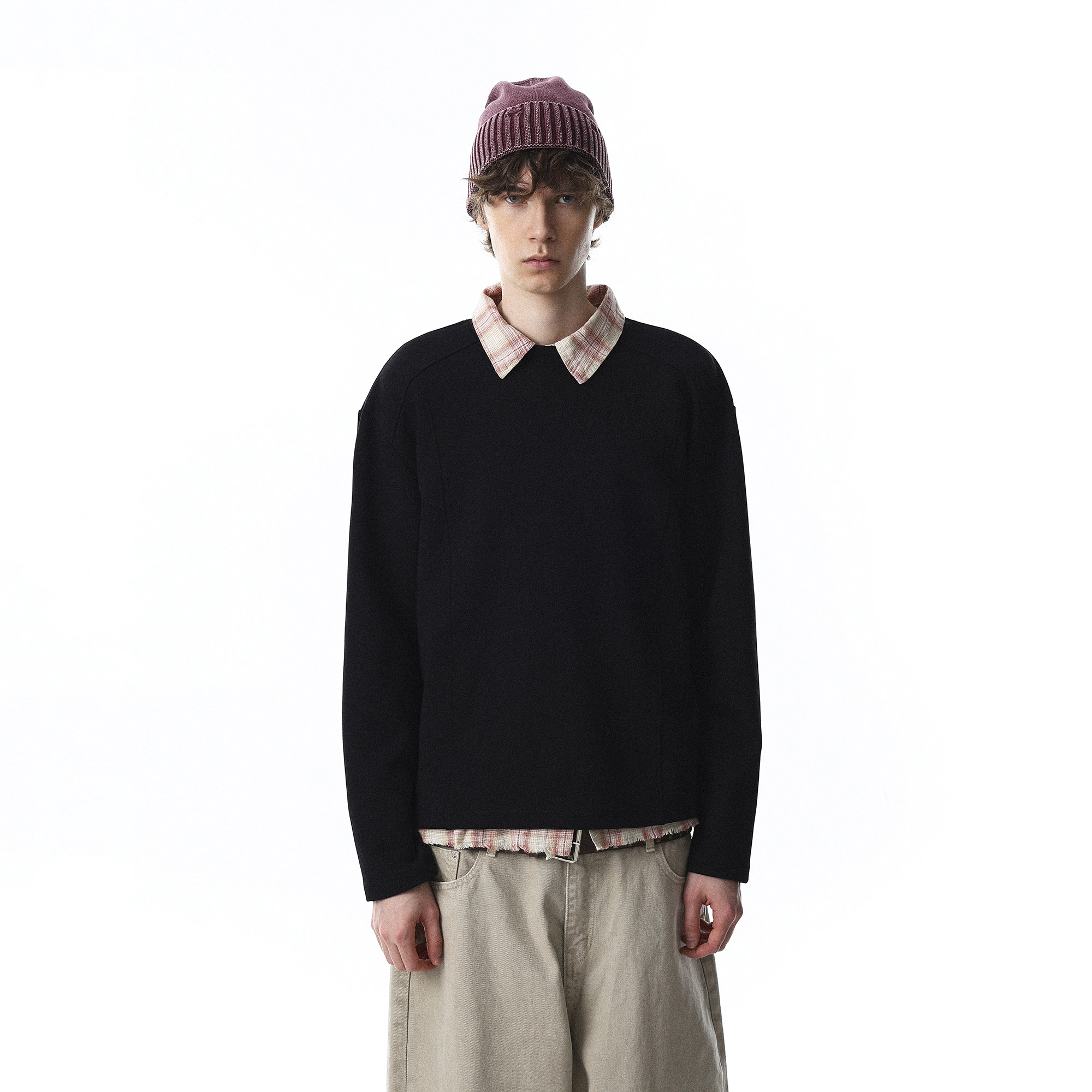 MRNEARLY美式复古简约休闲长袖T恤男2026新款宽松百搭打底衫潮