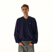 复古空气层廓形V领卫衣男潮牌宽松休闲百搭长袖 MRNEARLY 美式 上衣