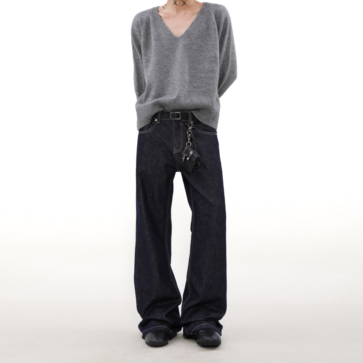 MRNEARLY美式复古直筒牛仔裤