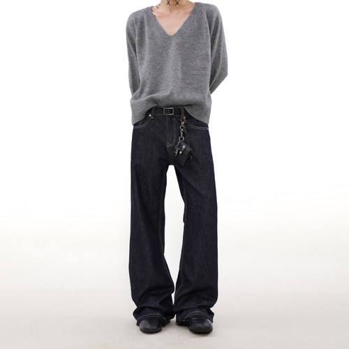 MRNEARLY美式复古直筒牛仔裤