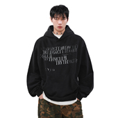 MRNEARLY美式 帽衫 复古斑驳字母水洗做旧情侣装 卫衣男连帽高街秋季