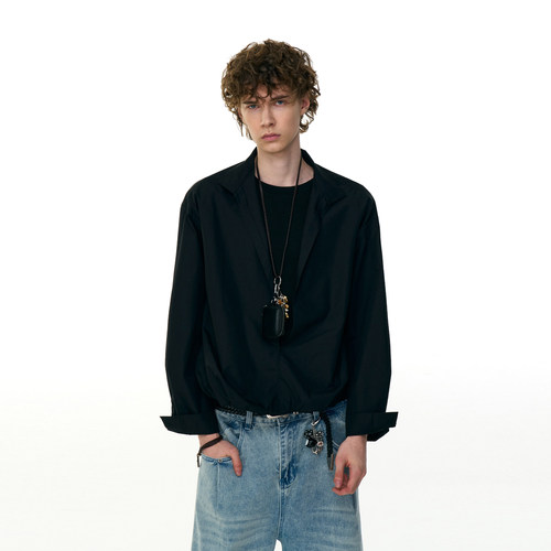 半开衫休闲复古秋季痞帅长袖衬衫