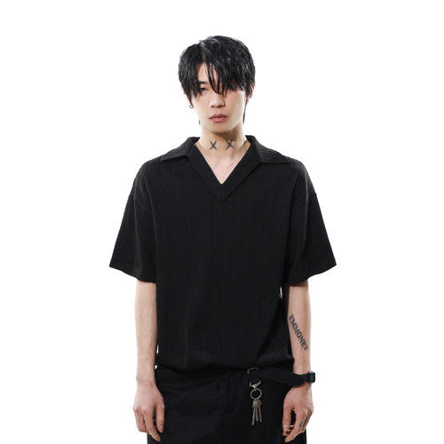 MRNEARLY美式复古小众提花针织短袖T恤2025夏季宽松休闲半袖上衣