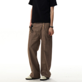 男高级感痞帅宽松直筒阔腿老钱风休闲裤 MRNEARLY美式 双排扣西裤 子