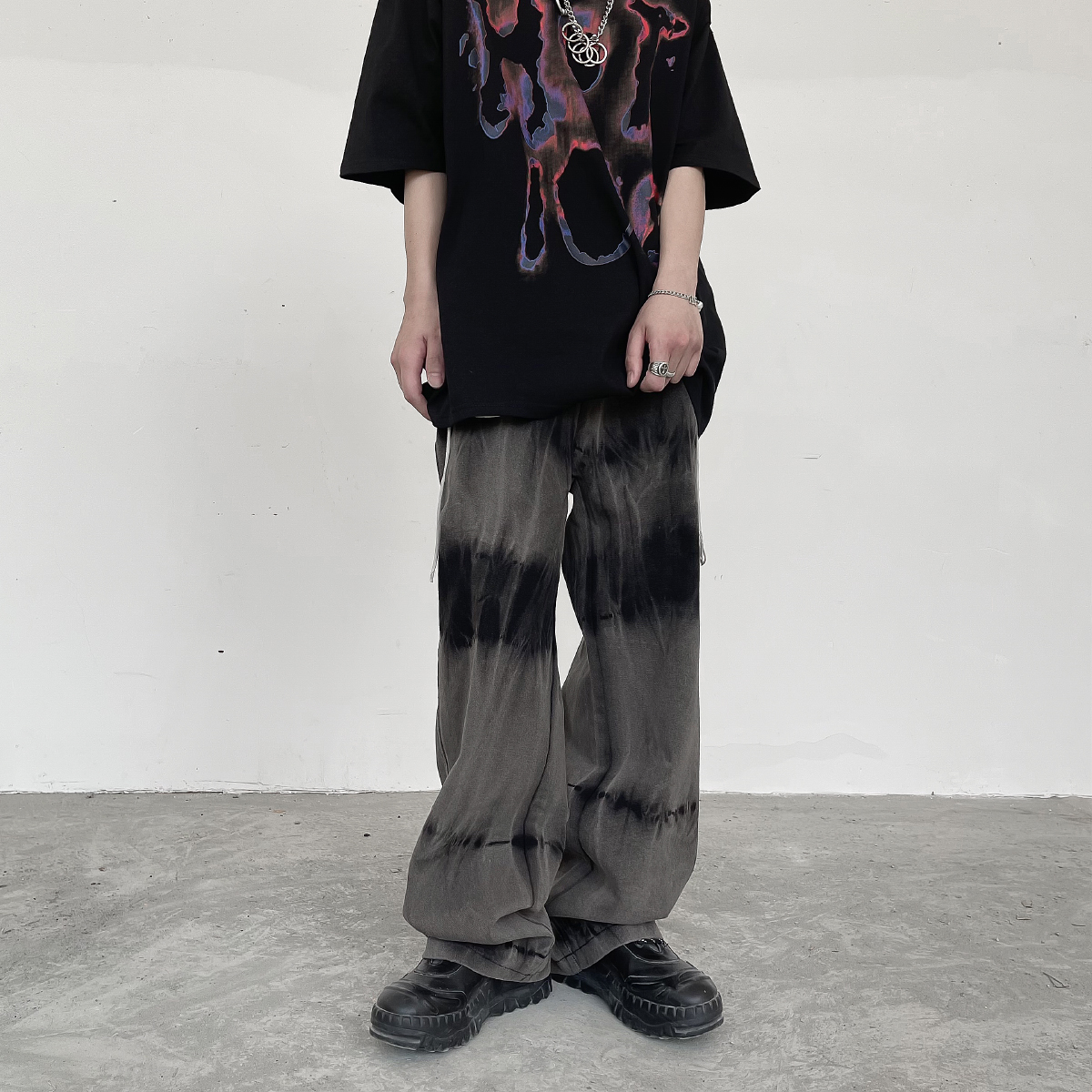 MRNEARLY 做旧复古oldschool美式牛仔裤男潮牌小众暗黑风宽松长裤