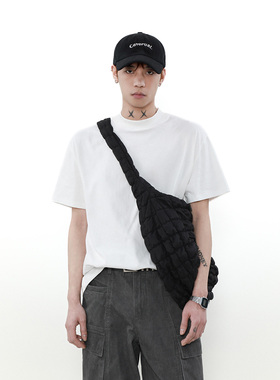 MRNEARLY 美式小高领cleanfit版型纯棉短袖t恤男潮打底衫新款上衣