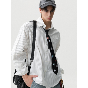 男秋季 衬衫 高级感情侣痞帅休闲衬衣外套 复古条纹长袖 MRNEARLY美式