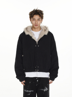 MRNEARLY美式cleanfit毛领座山雕夹克棉服男冬季加厚短款工装外套