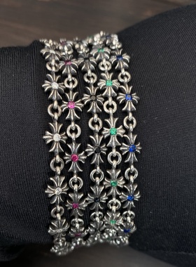 925银TinyE细十字花十字架手链