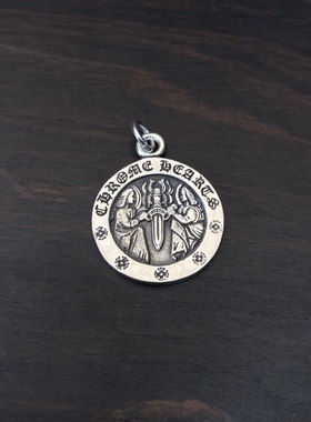 925纯银钢模天使圆牌吊坠项链