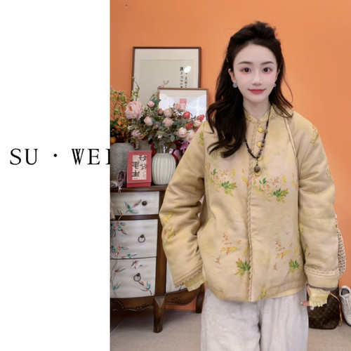 6362新款国风加厚棉服秋冬文艺复古宽松上衣中国风中式