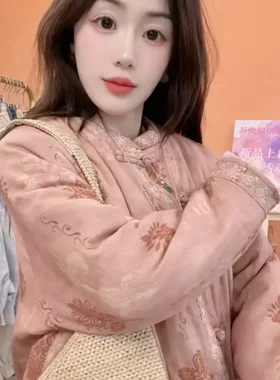 苏维原创新中式国风茶服汉刺绣盘扣加厚保暖棉服外套8707