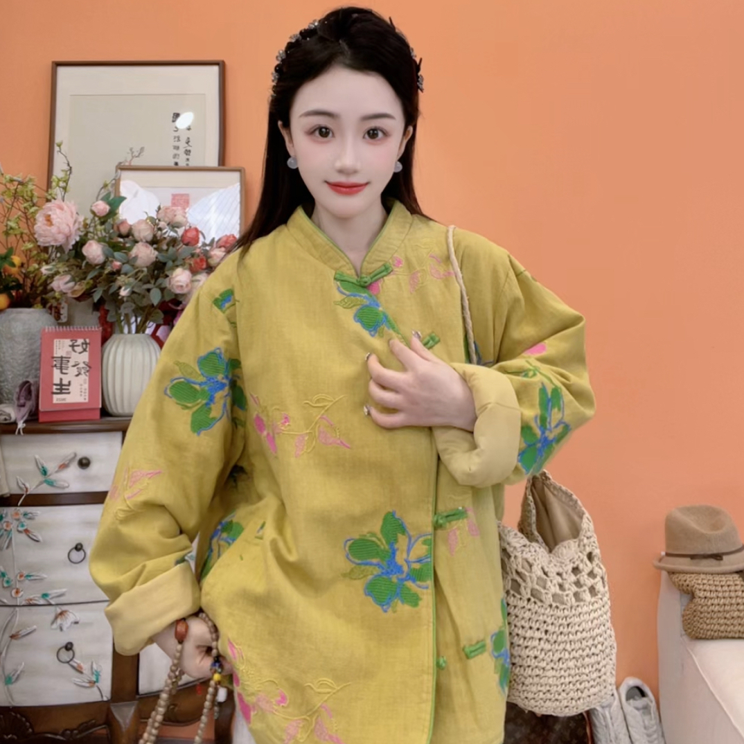 【承欢茶服棉袄】苏维新中式手工苏绣保暖女装刺绣立领棉袄6618