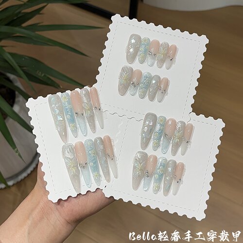 重工雕花碎贝壳晕染高品质穿戴甲