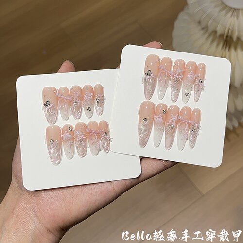乳白琉璃水波纹粉猫眼海星穿戴甲
