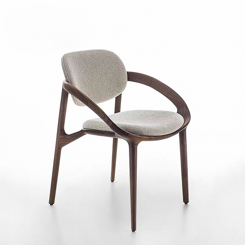 Molly意大利设计师别墅实木餐椅岛台椅子家用高端扶手靠背椅子