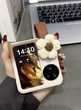 适用OPPO Find N3 Flip折叠屏手机壳日韩ins风山茶花朵个性小众高级感女款findn2flip渐变色硬壳手腕带潮牌