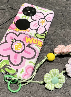 创意有钱花朵适用华为Pura X折叠屏手机壳pocket 2小米mixflip2手绳三星zflip7硬壳OPPOFindN3Flip荣耀vivo女