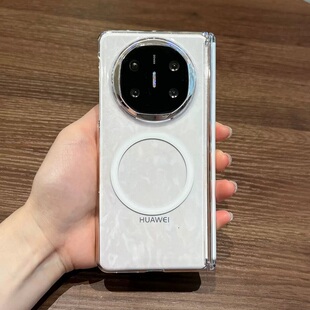 高级内置磁吸适用于华为Mate X7折叠屏手机壳三星Galaxyzfold7透明硬壳OPPOFindN6双中轴vivo荣耀MagicV6简约