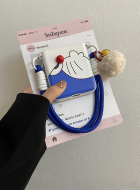 日韩叮当猫适用华为Pura X折叠屏手机壳pocket2硬壳小米mixflip2全包三星zflip7手绳毛球OPPO FindN3Flip荣耀