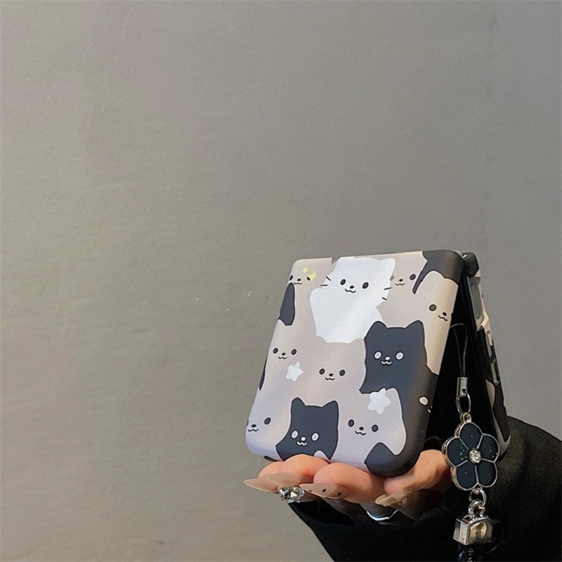 网红可爱猫咪适用华为pocket2折叠屏手机壳小米mixflip硬壳防摔三星zflip6手绳OPPO Find N3Flip荣耀vivo女款