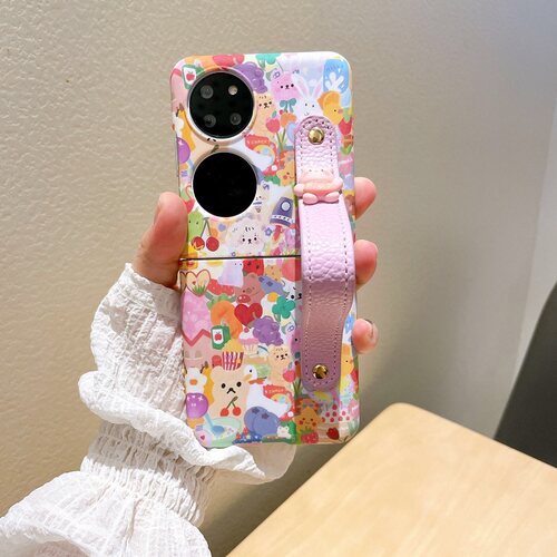 可爱小动物适用华为pocket2手机壳nova小熊腕带vivo X Flip折叠屏OPPO Find N3 Flip肤感硬壳三星Z Flip6女款