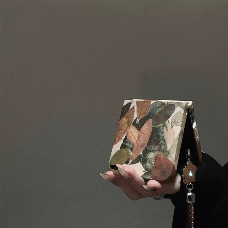 复古油画枫叶适用华为pocket2折叠屏手机壳小米mixflip硬壳肤感三星zflip6手绳OPPO Find N3Flip荣耀vivo女款