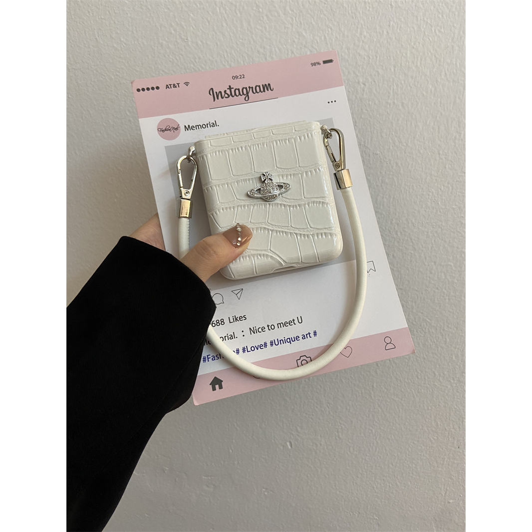 网红鳄鱼纹镶钻星球适用华为pocket2折叠屏手机壳OPPO FindN3Flip荣耀三星zflip6手绳小米mixflip防摔xflip女