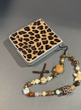 高级银边豹纹适用华为p50pocket2手机壳novaflip硬壳三星zflip6小米mixflip保护套oppofindn2/n3flip个性荣耀