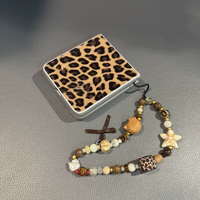 高级银边豹纹适用华为p50pocket2手机壳novaflip硬壳三星zflip6小米mixflip保护套oppofindn2/n3flip个性荣耀