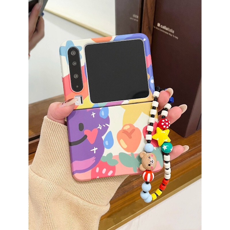 涂鸦星星花朵适用华为Pura X折叠屏手机壳pocket 2小米mixflip2手链三星zflip7硬壳OPPOFindN3Flip荣耀vivo女