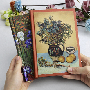 梵高静物精装本复古彩页油画日记本加厚记事本随身笔记本子手账本