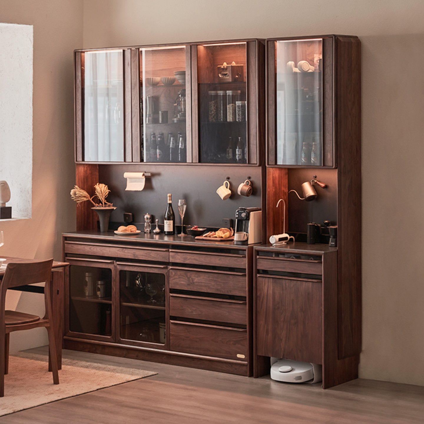 实木餐边柜色格多功能