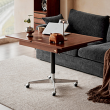 色格实木折叠边几升降可移动黑胡桃木可升降实木桌游掼蛋桌茶几