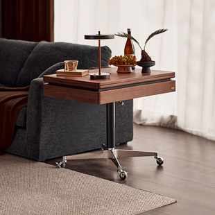 色格实木折叠边几升降可移动黑胡桃木可升降实木桌游掼蛋桌茶几