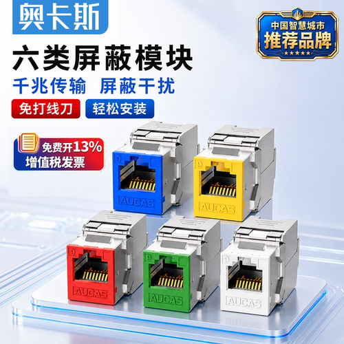 奥卡斯锌合金防尘免压网络模块
