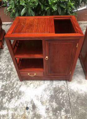 缅花茶水柜餐边柜中式储物柜大果紫檀橱柜边柜缅甸花梨小茶几烧水