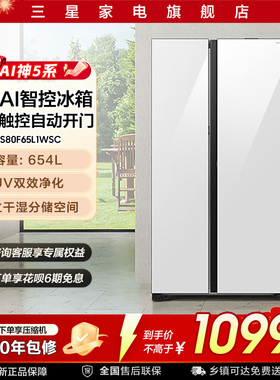 三星AI神5系Plus冰箱双开门大容量654L对开门国家补贴白色L1WS