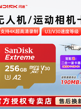闪迪256G内存卡大疆action4/5pro存储卡sd卡pocket3闪存卡tf卡