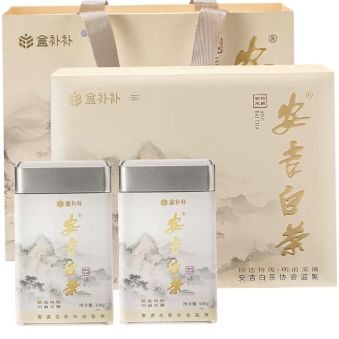 盒马盒补补 【2025新茶】 特级安吉白茶礼盒100g*2