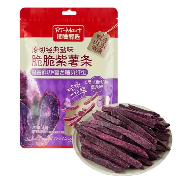 大润发长沙代购RT-Mart原切经典盐味脆脆紫薯条90g 红薯条90g