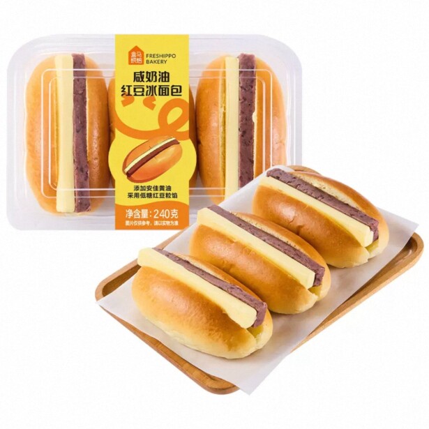 盒马烘焙 咸奶油红豆冰面包240g3粒