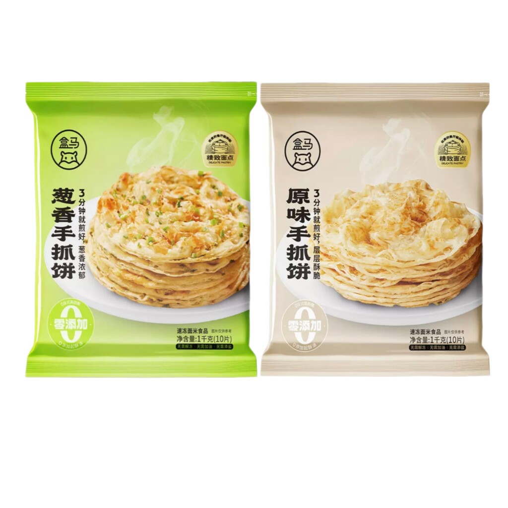 盒马 原味葱香手抓饼1kg10片装代餐五分钟早餐顺丰包邮