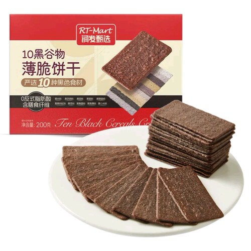 大润发长沙代购RT-Mart黑谷物薄脆饼干200g