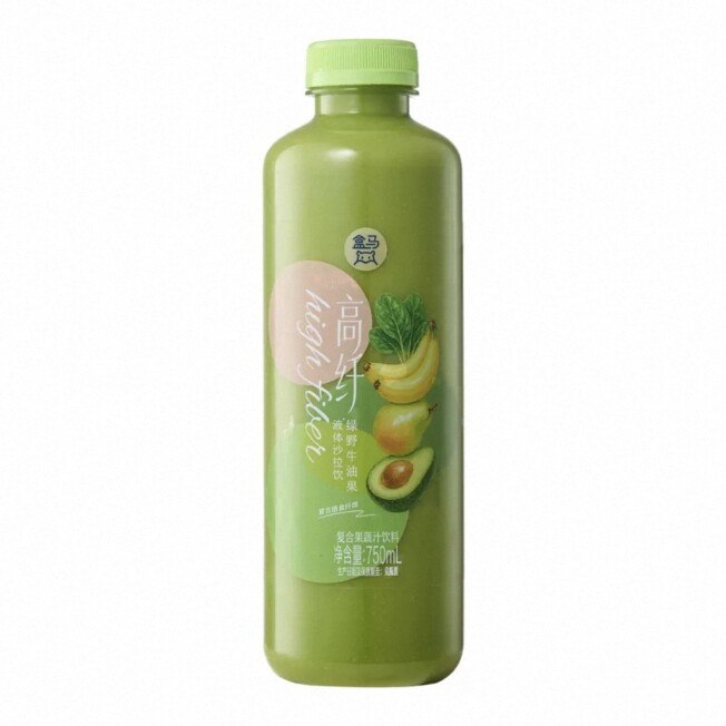 盒马代购高纤绿野牛油果液体沙拉饮750ml