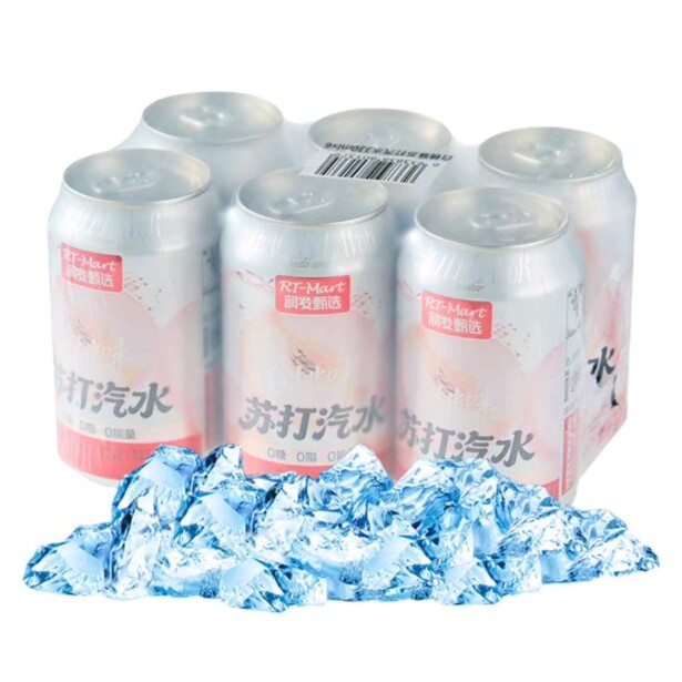 大润发长沙代购RT-Mart白桃味苏打汽水 爆柠味苏打汽水330ml*6