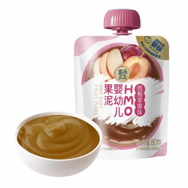 盒马代购HMO婴幼儿果泥莓果味80g 西梅苹果味80g