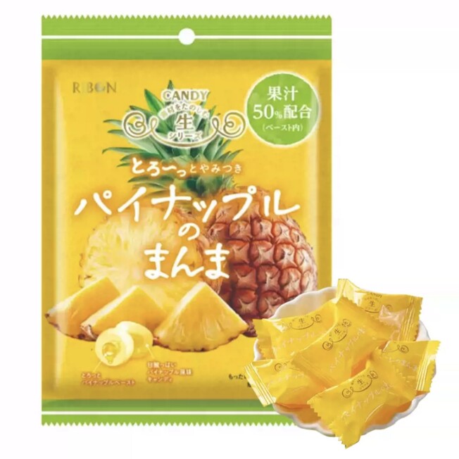 盒马代购理本菠萝味夹心糖果81.2g日本进口