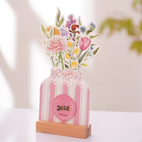 免费定制广告木底座异形台历