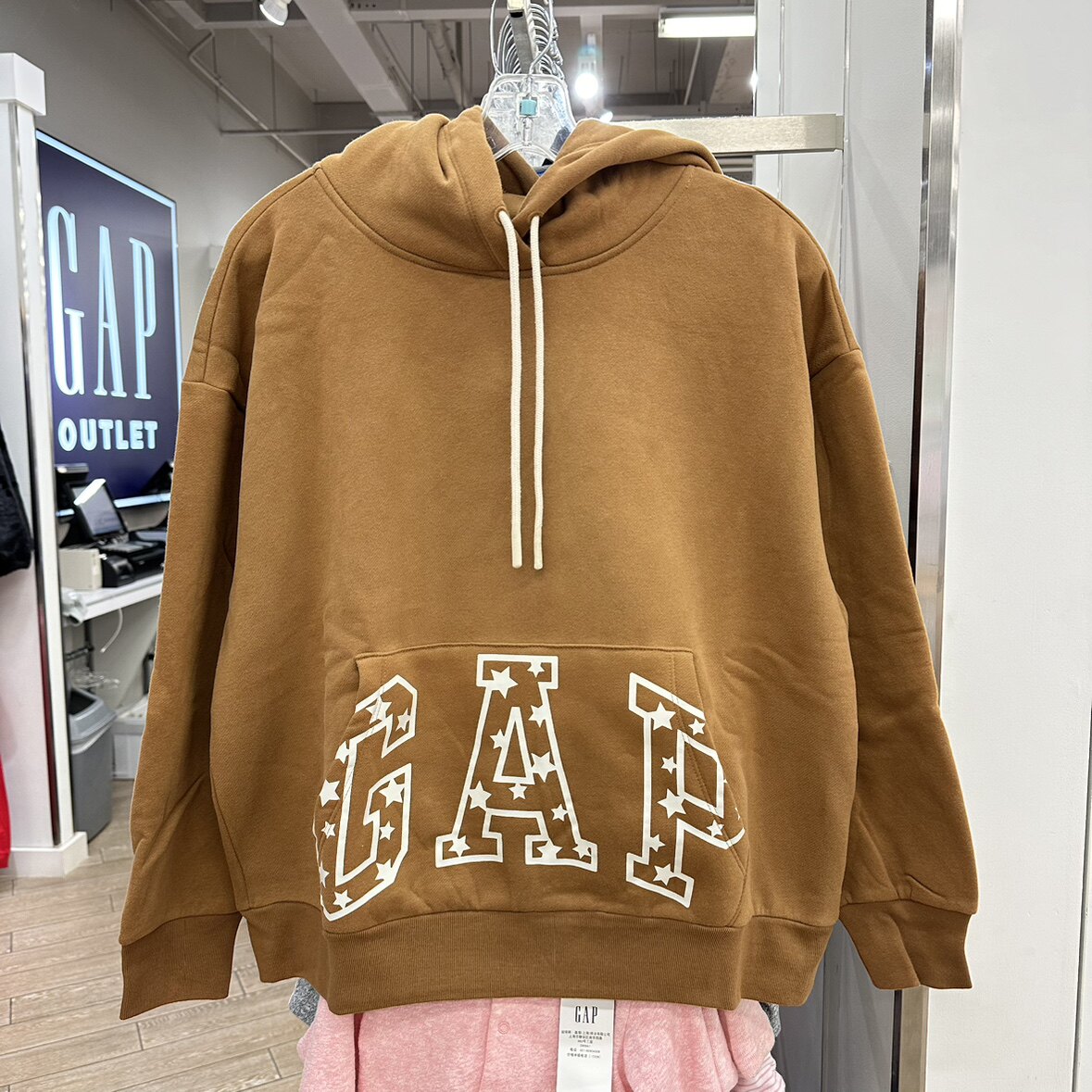 GAP正品现货 秋冬 女装LOGO碳素软磨抓绒连帽衫 套头卫衣778871